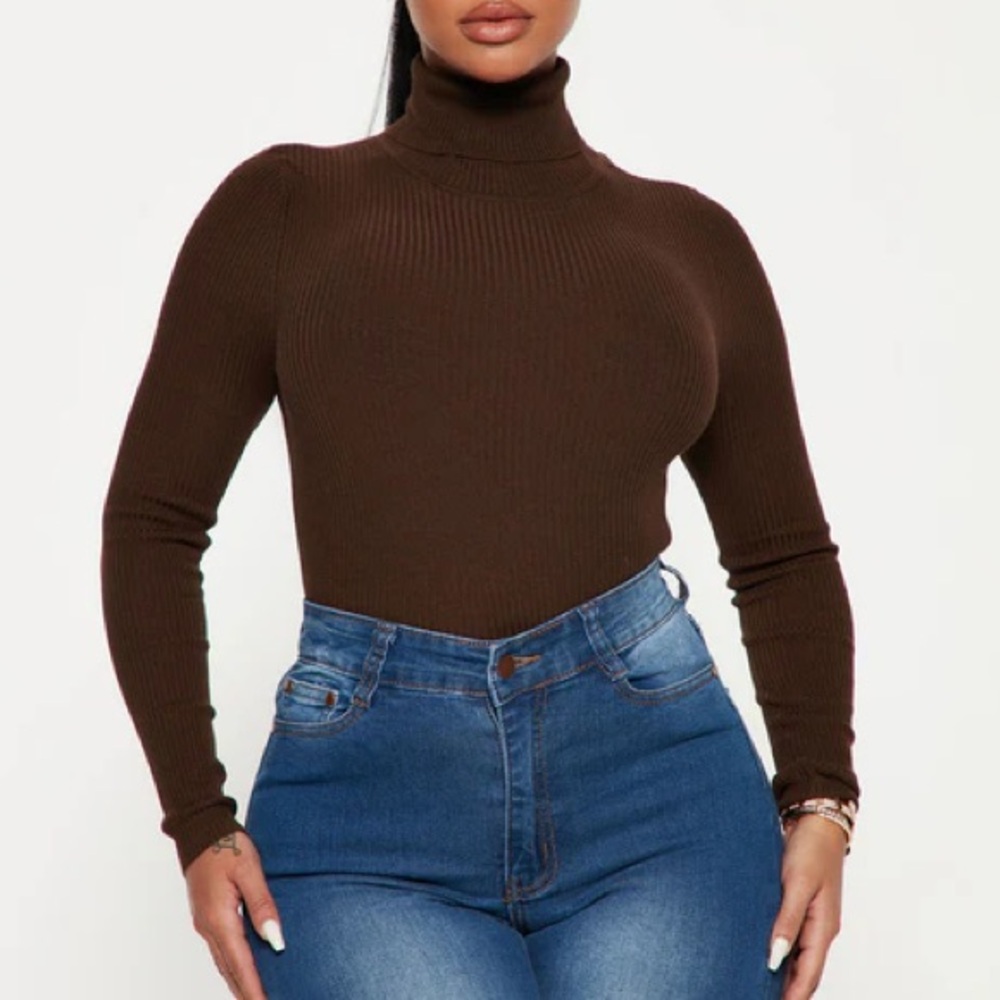 ⭐️FINAL PRICE Ribbed Turtleneck Long Sleeve Top - Brown